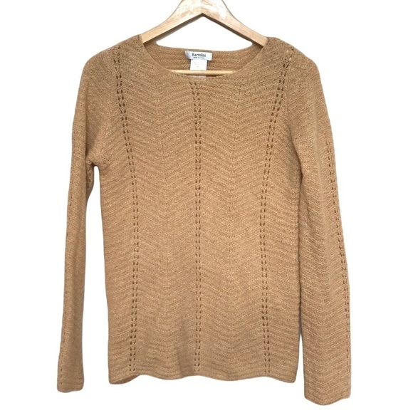 BARTOLINI tan mohair blend knit stretchy sweater S - Picture 1 of 7